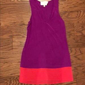 Sleeveless silk color block mini dress. NWT.